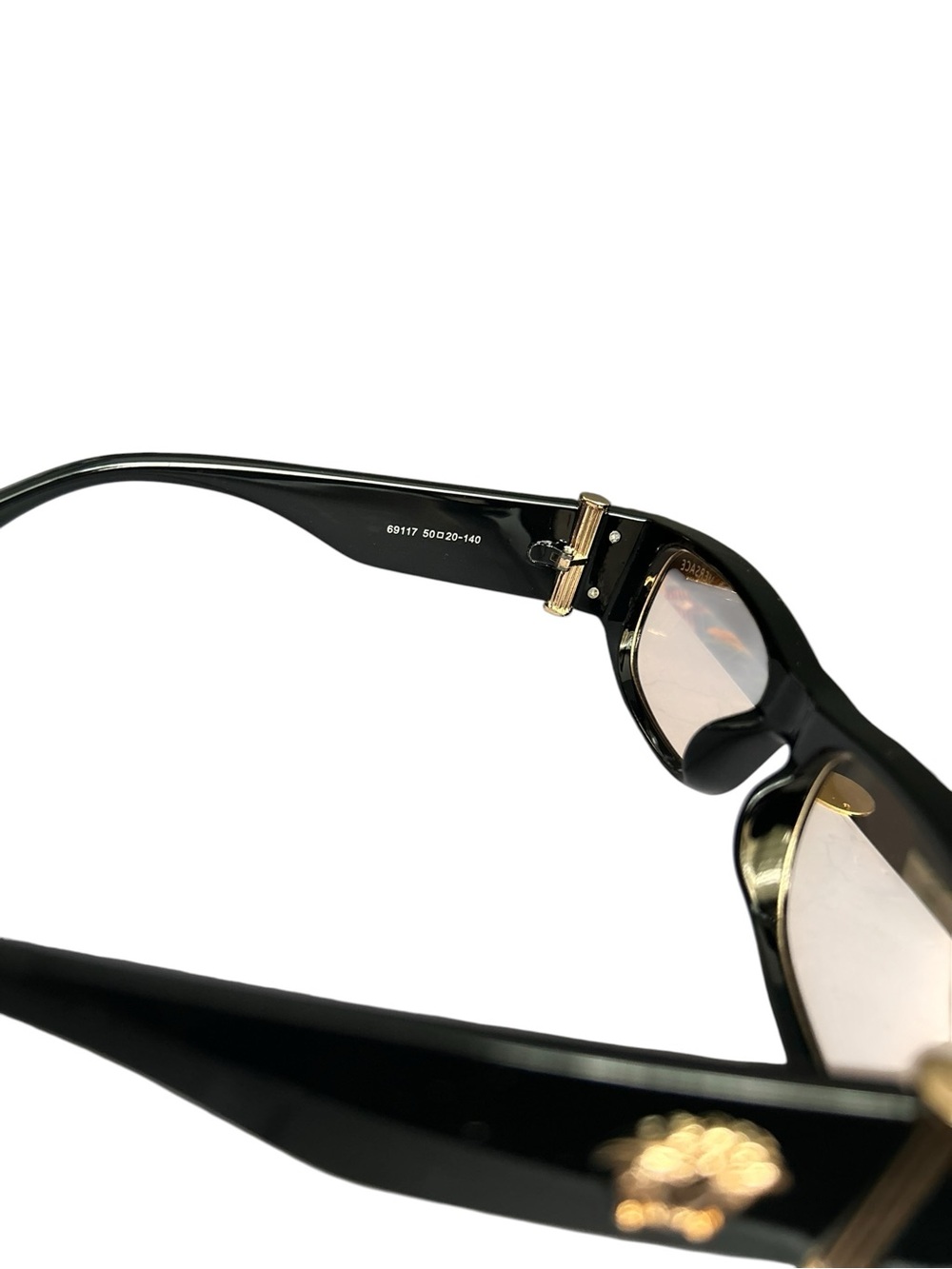 Black Sunglasses with Gold Medallion Accent - Picture 11 of 15